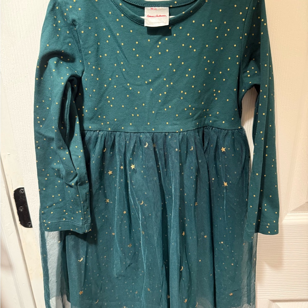 Hannah Teal Dress with Gold Stars